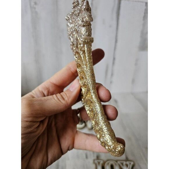 Gold stocking Love joy Xmas decor glitter unique set - Picture 5 of 9